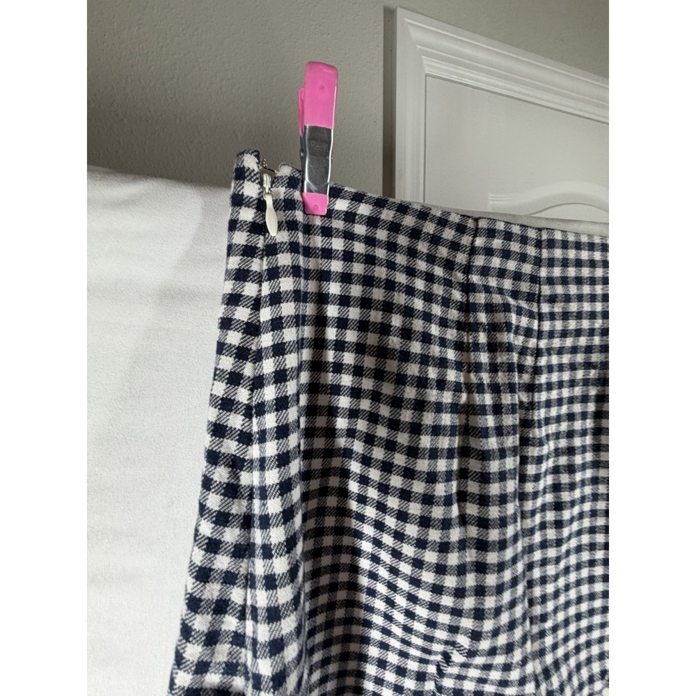 LOFT Gingham Plaid Mini Skirt Blue White Cargo Pocket A-Line Size 8 Preppy Work - Picture 5 of 8
